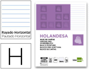 BLOC DE CARTAS LIDERPAPEL RAYADO HOLANDESA 40 HOJAS 60G/M2