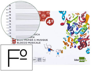 BLOC MUSICA LIDERPAPEL PENTAGRAMA 3MM CUARTO 20 HOJAS 100G/M2