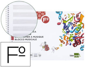 BLOC MUSICA LIDERPAPEL PENTAGRAMA 3MM FOLIO APAISADO 20 HOJAS 100G/M2