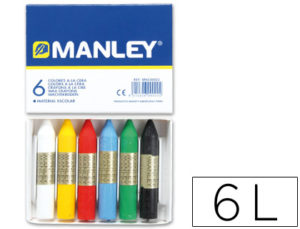 LAPICES CERA MANLEY -CAJA DE 6 COLORES REF.106