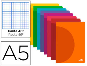 LIBRETA LIDERPAPEL 360 TAPA DE PLASTICO A5 48 HOJAS 90G/M2 RAYADO Nº 46 COLORES SURTIDOS