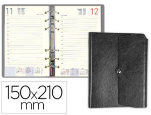AGENDA ANILLAS LIDERPAPEL TINDE 15X21 CM DIA PAGINA MARRON SIMIL PIEL ENVEJECIDA PAPEL 70 GR