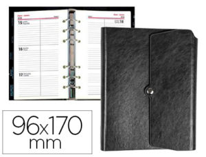 AGENDA ANILLAS LIDERPAPEL TINDE 96X170 MM SEMANA VISTA NEGRA SIMIL PIEL ENVEJECIDA PAPEL 70 GR