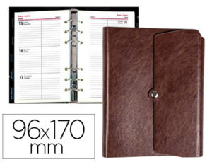 AGENDA ANILLAS LIDERPAPEL TINDE 96X170 MM SEMANA VISTA MARRON SIMIL PIEL ENVEJECIDA PAPEL 70 GR