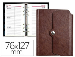 AGENDA ANILLAS LIDERPAPEL TINDE 76X127 MM SEMANA VISTA MARRON SIMIL PIEL ENVEJECIDA PAPEL 70 GR