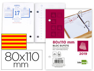 BLOC BUFETE LIDERPAPEL 80X110 MM 2019 PAPEL 80 GR TEXTO EN CATALAN