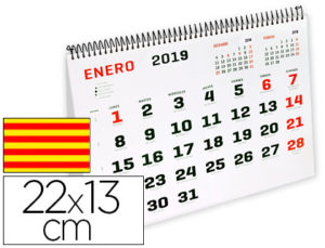 CALENDARIO ESPIRAL TRIANGULAR LIDERPAPEL 2019 22X13 CM PAPEL 120 GR TEXTO EN CATALAN