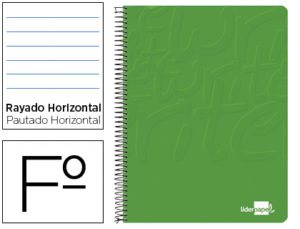 CUADERNO ESPIRAL LIDERPAPEL FOLIO WRITE TAPA BLANDA 80H 60GR HORIZONTAL CON MARGEN COLOR VERDE