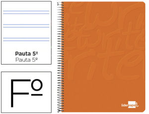 CUADERNO ESPIRAL LIDERPAPEL FOLIO WRITE TAPA BLANDA 80H 60GR PAUTA 2,5 MM CON MARGEN COLOR NARANJA