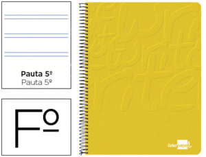 CUADERNO ESPIRAL LIDERPAPEL FOLIO WRITE TAPA BLANDA 80H 60GR PAUTA 2,5 MM CON MARGEN COLOR AMARILLO