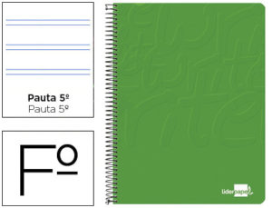 CUADERNO ESPIRAL LIDERPAPEL FOLIO WRITE TAPA BLANDA 80H 60GR PAUTA 2,5 MM CON MARGEN COLOR VERDE