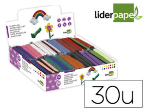 PLASTILINA LIDERPAPEL EN BARRAS DE 50 GRAMOS – CAJA DE 30 UNIDADES COLORES SURTIDOS