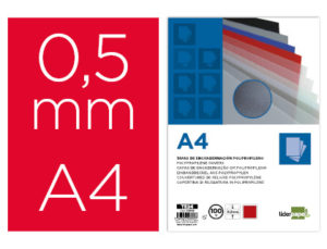 TAPA ENCUADERNACION LIDERPAPEL POLIPROPILENO A4 0.5MM ROJO OPACO PAQUETE DE 100 UNIDADES