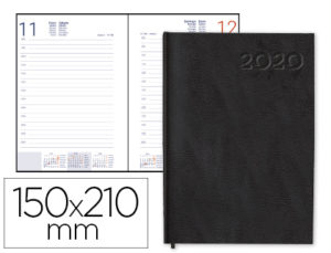 AGENDA ENCUADERNADA LIDERPAPEL CORFU 15X21 CM 2020 DIA PAGINA COLOR NEGRO PAPEL 60 GR