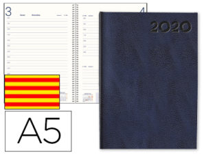 AGENDA ENCUADERNADA LIDERPAPEL CORFU 15X21 CM 2020 DIA PAGINA COLOR NEGRO PAPEL 60 GR TEXTO EN CATALAN