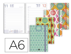 AGENDA ESPIRAL LIDERPAPEL SANTORINI 10,5X14,8 CM 2020 DIA PAGINA COLORES SURTIDOS PAPEL 60 GR