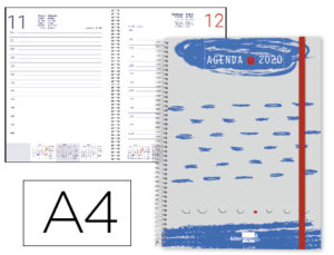 AGENDA ESPIRAL LIDERPAPEL TINOS A4 2020 DIA PAGINA PORTADA POLIPROPILENO PERSONALIZABLE PAPEL 70 GR