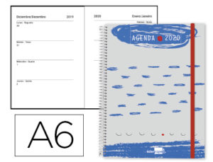 AGENDA ESPIRAL LIDERPAPEL TINOS A6 2020 SEMANA VISTA PORTADA POLIPROPILENO PERSONALIZABLE PAPEL 70 GR