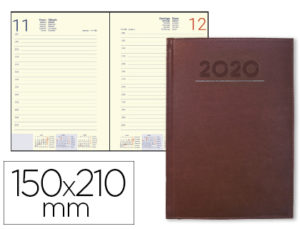 AGENDA ENCUADERNADA LIDERPAPEL CRETA 15X21 CM 2020 DIA PAGINA COLOR BURDEOS PAPEL 70 GR
