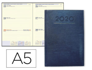 AGENDA ENCUADERNADA LIDERPAPEL CRETA 15X21 CM 2020 SEMANA VISTA COLOR AZUL PAPEL 70 GR AHUESADO