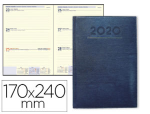 AGENDA ENCUADERNADA LIDERPAPEL CRETA 17X24 CM 2020 SEMANA VISTA COLOR AZUL PAPEL 70 GR AHUESADO