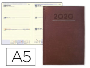 AGENDA ENCUADERNADA LIDERPAPEL CRETA 15X21 CM 2020 SEMANA VISTA COLOR BURDEOS PAPEL 70 GR AHUESADO