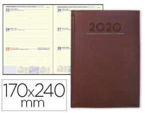 AGENDA ENCUADERNADA LIDERPAPEL CRETA 17X24 CM 2020 SEMANA VISTA COLOR BURDEOS PAPEL 70 GR AHUESADO