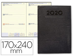 AGENDA ENCUADERNADA LIDERPAPEL CRETA 17X24 CM 2020 SEMANA VISTA COLOR NEGRO PAPEL 70 GR AHUESADO