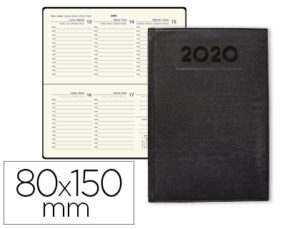 AGENDA ENCUADERNADA LIDERPAPEL CRETA 8X15 CM 2020 SEMANA VISTA COLOR NEGRO PAPEL 70 GR