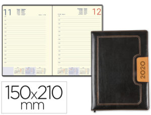 AGENDA ENCUADERNADA LIDERPAPEL DORIOS 15X21 CM 2020 DIA PAGINA COLOR NEGRO Y NARANJA PAPEL 70 GR
