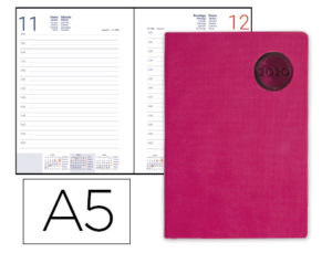 AGENDA ENCUADERNADA LIDERPAPEL KILKIS 15X21 CM 2020 DIA PAGINA COLOR ROSA PAPEL 70 GR