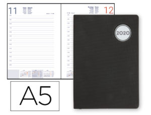 AGENDA ENCUADERNADA LIDERPAPEL KILKIS 15X21 CM 2020 DIA PAGINA COLOR NEGRO PAPEL 70 GR