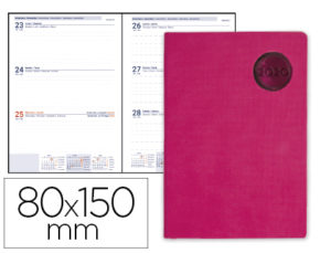 AGENDA ENCUADERNADA LIDERPAPEL KILKIS 8X15 CM 2020 SEMANA VISTA COLOR ROSA PAPEL 70 GR