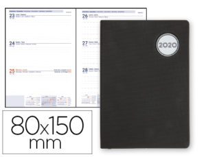 AGENDA ENCUADERNADA LIDERPAPEL KILKIS 8X15 CM 2020 SEMANA VISTA COLOR NEGRO PAPEL 70 GR