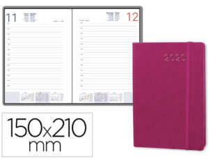 AGENDA ENCUADERNADA LIDERPAPEL ESPARTA 15X21 CM 2020 DIA PAGINA CON GOMILLA COLOR ROSA PAPEL 70 GR