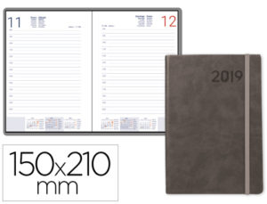 AGENDA ENCUADERNADA LIDERPAPEL MYKONOS 15X21 CM 2020 DIA PAGINA PIEL ANTIGUA RAYADA CON GOMILLA PAPEL 70