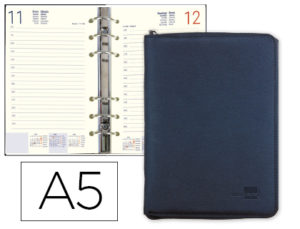 AGENDA ANILLAS LIDERPAPEL TARENTO 15X21 CM DIA PAGINA NYLON COLOR AZUL PAPEL 70 GR