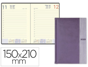 AGENDA ENCUADERNADA LIDERPAPEL CHATZI 15X21 CM 2020 DIA PAGINA COLOR LILA PAPEL 70 GR