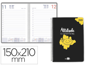 AGENDA ENCUADERNADA LIDERPAPEL ZANTE 15X21 CM 2020 DIA PAGINA PAPEL 70 GR