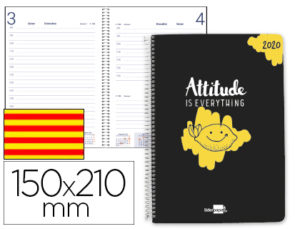 AGENDA ENCUADERNADA LIDERPAPEL ZANTE 15X21 CM 2020 DIA PAGINA PAPEL 70 GR TEXTO CATALAN