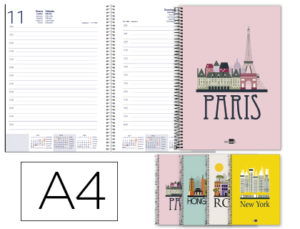 AGENDA ESPIRAL LIDERPAPEL GAZI A4 2020 DIA PAGINA PORTADA POLIPROPILENO PAPEL 70 GR