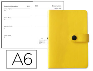 AGENDA ENCUADERNADA LIDERPAPEL DOKOS A6 2020 SEMANA VISTA COLOR AMARILLO PAPEL 70 GR