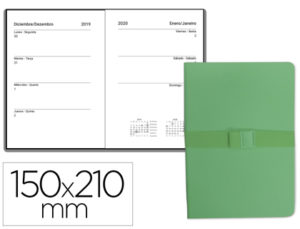 AGENDA ENCUADERNADA LIDERPAPEL PIPERI A5 2020 SEMANA VISTA COLOR VERDE PAPEL 70 GR