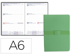 AGENDA ENCUADERNADA LIDERPAPEL PIPERI A6 2020 SEMANA VISTA COLOR VERDE PAPEL 70 GR