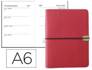 AGENDA ENCUADERNADA LIDERPAPEL EGINA A6 2020 SEMANA VISTA COLOR ROJO PAPEL 70 GR