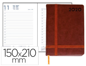 AGENDA ENCUADERNADA LIDERPAPEL EYON 15X21 CM 2020 DIA PAGINA COLOR MARRON PAPEL 70 GR
