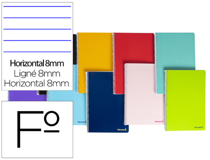 CUADERNO ESPIRAL LIDERPAPEL FOLIO SMART TAPA BLANDA 80H 60GR HORIZONTAL 8MM CON MARGEN COLORES SURTIDOS