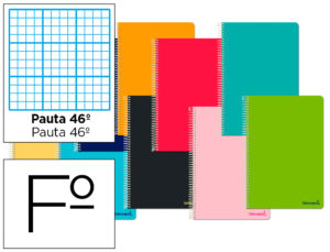 CUADERNO ESPIRAL LIDERPAPEL FOLIO SMART TAPA BLANDA 80H 60GR RAYADO N 46 COLORES SURTIDOS