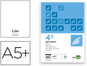RECAMBIO LIDERPAPEL CUARTO APAISADO 100 H 2TCA-10 LISO 2 TALADROS
