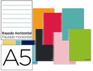 CUADERNO ESPIRAL LIDERPAPEL CUARTO SMART TAPA BLANDA 80H 60GR HORIZONTAL 8MM CON MARGENCOLORES SURTIDOS